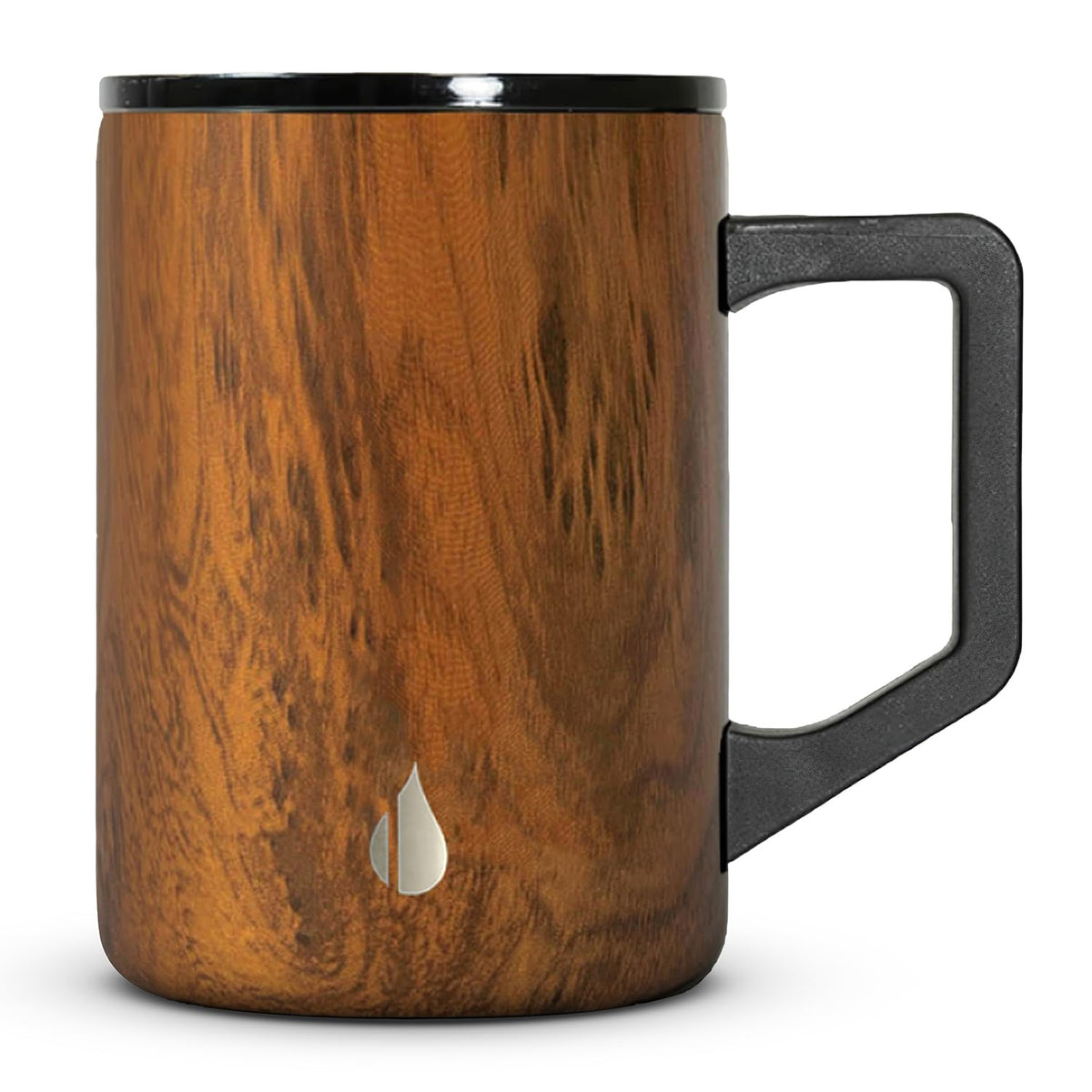 Elemental Insulated Coffee Mug - Triple-Wall Stainless Steel Summit Travel Cup for Hot and Cold Drinks - Thermal Coffee Mug with Lid and Handle for Camping, Office & Travel 12oz - Black