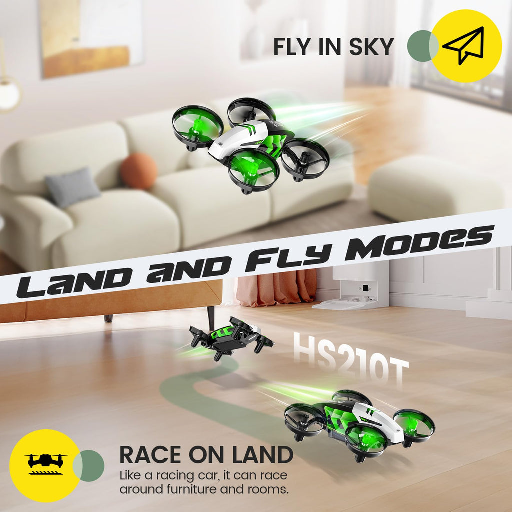 Holy Stone HS210T Drones for Kids, 2 IN1 MINI Indoor Drone with Land & Fly Mode, Four Posture Deformations RC Quadcopter with 3D Flip, Auto Hovering, Easter day& Birthday Toy Gift for Boys and Girls