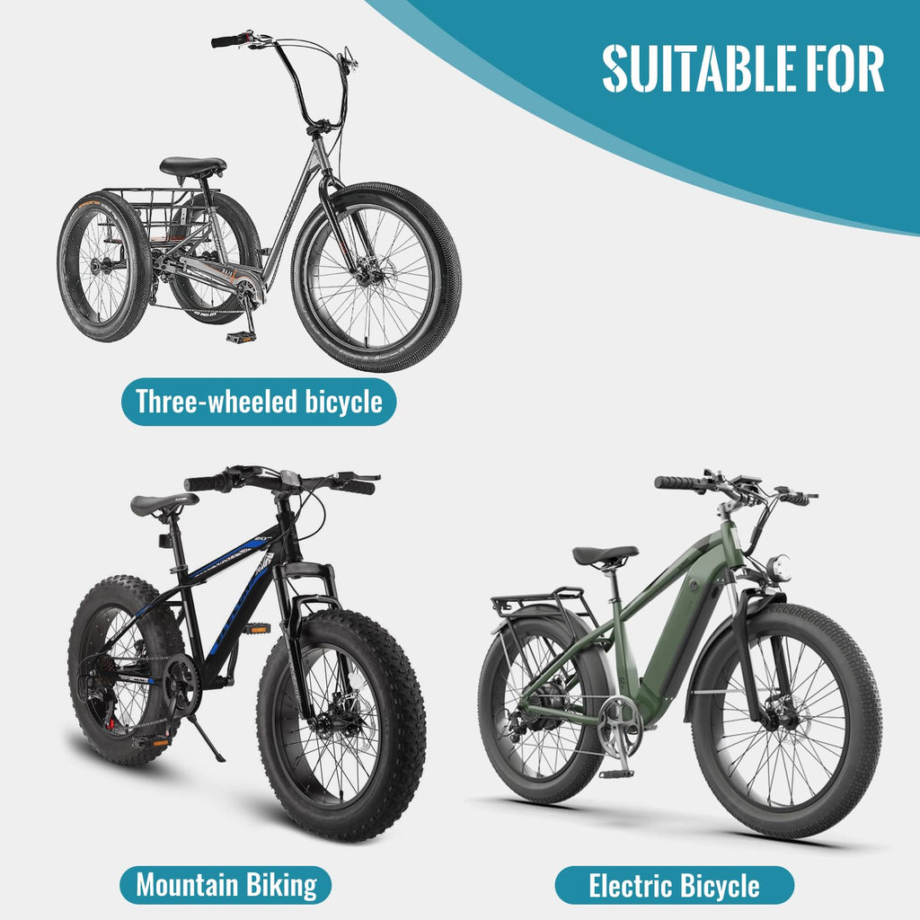 Hycline Fat Bike Replacement Tire: 20x4.0/26x4.0 Inch High-Performance Wear-Resistant Folding MTB Bicycle Tires, All-Terrain High-Density for Street or Trail Riding