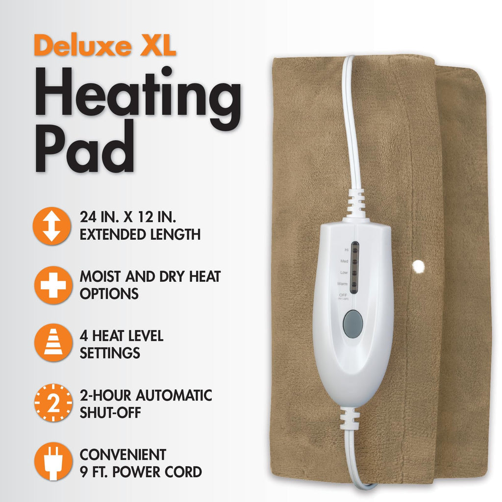 TheraCare Electric Heating Pad | Dry Heat Therapy | 4 Adjustable Heat Settings | 12" x 15" | Comfortable, Soft & Durable