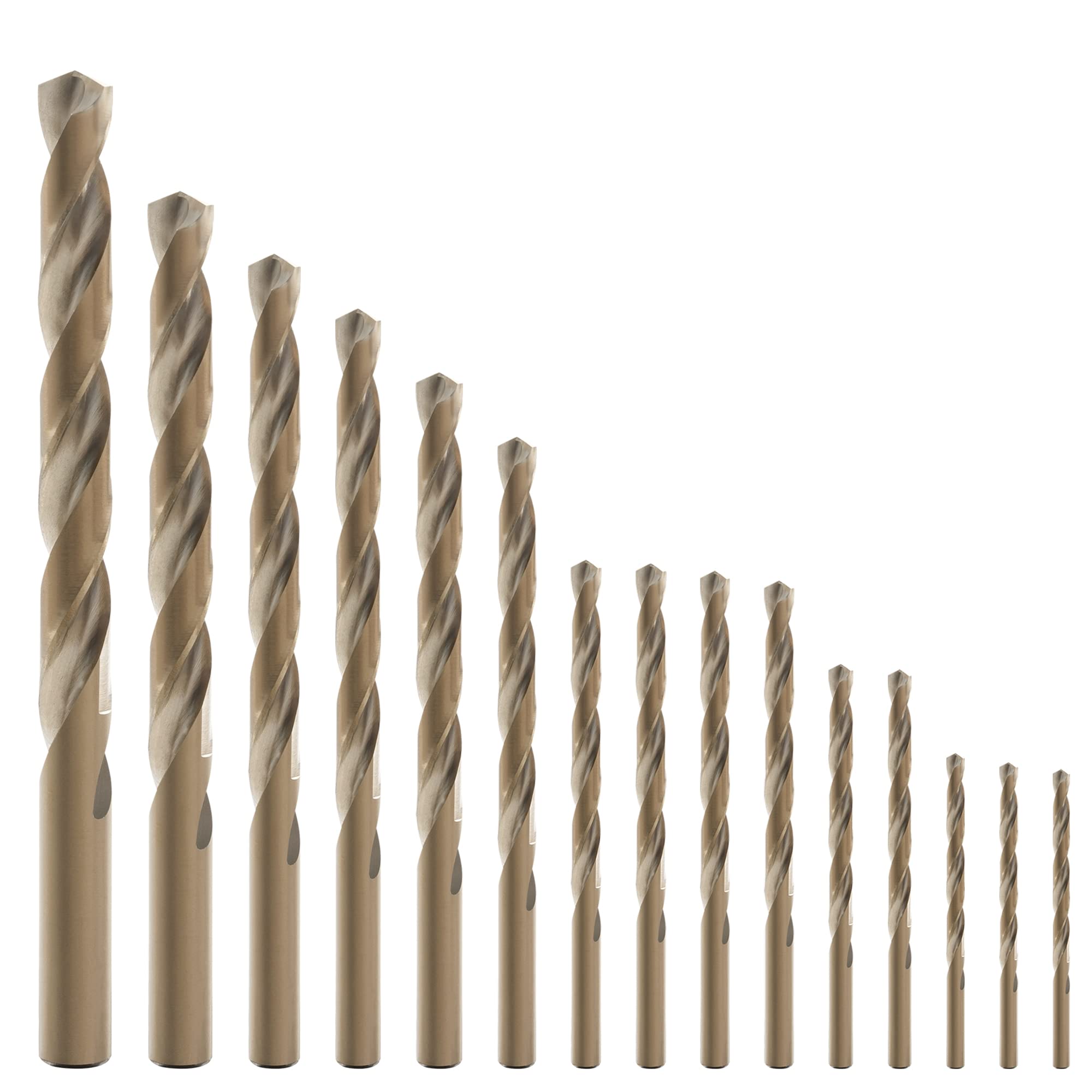 GMTOOLS 13Pcs Cobalt Drill Bits Set, M35 HSS 135 Degree Tip, Twist Jobber Length Drill Bit Kit for Hardened Metal, Cast Iron, Stainless Steel, Plastic and Wood with Storage Case 1/16"-1/4"