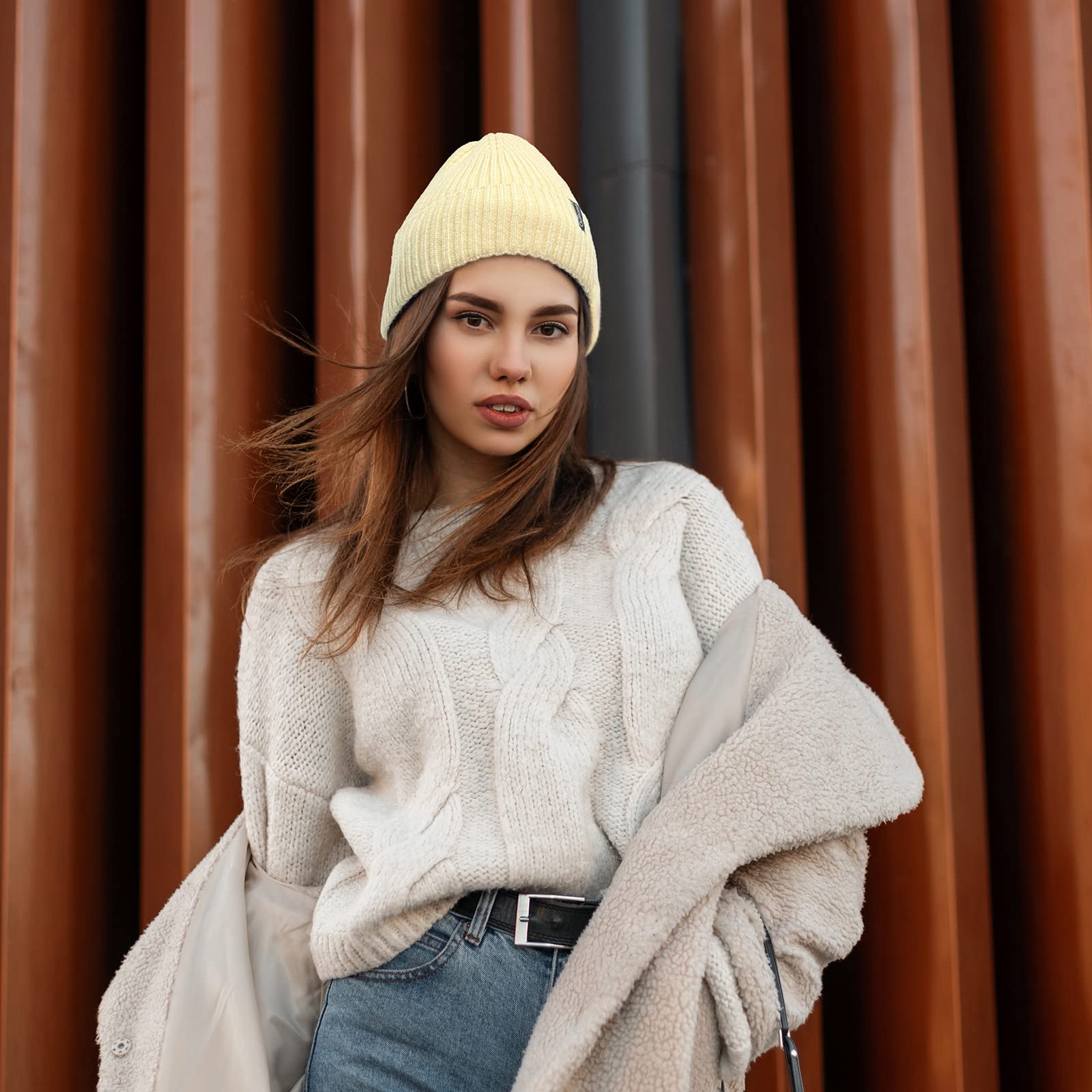 Ocatoma Beanie for Men Women Warm Winter Knit Cuffed Beanie Soft Warm Ski Hats Unisex