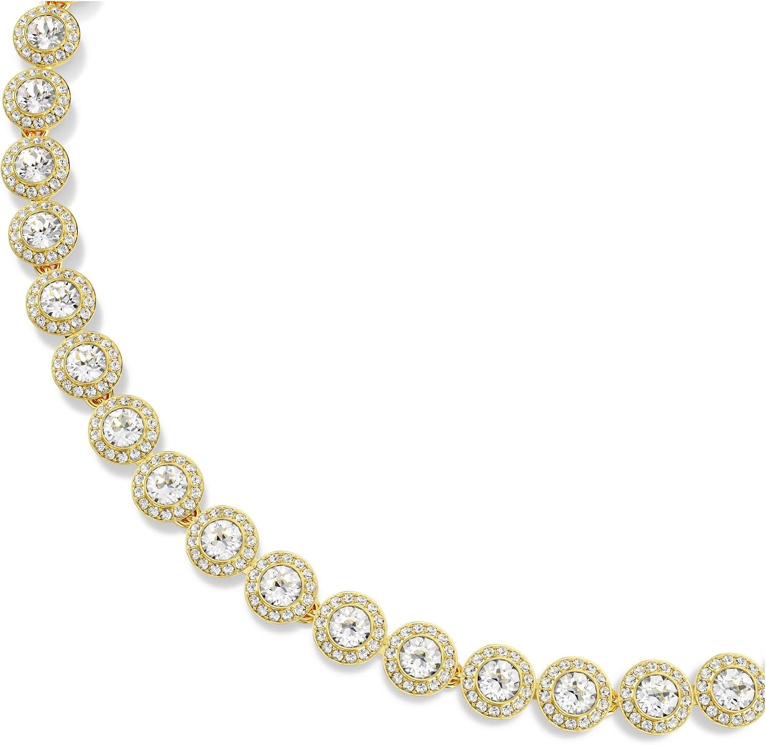 Swarovski UNA Angelic Tennis Necklace, Round Cut, Clear, Gold-Tone Finish