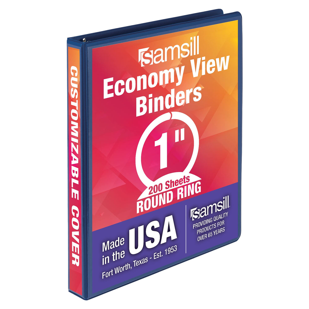 Samsill 1 Inch 3 Ring Binders, Economy Round Ring, Clear View Cover, 200 Sheet Capacity - for School, Home, Office - Blue, 4 Pack