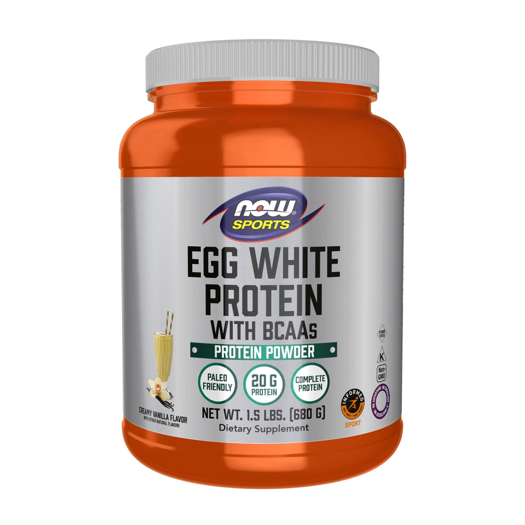 NOW Foods Sports Nutrition, Egg White Protein, 20 g With BCAAs, Creamy Chocolate Powder, 1.5-Pound
