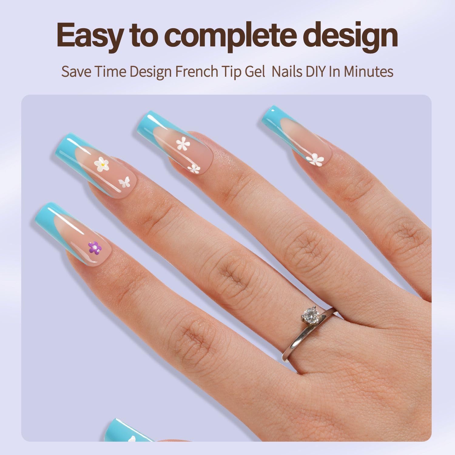 Misssix XBASICTIPS French Tip Press On Nails, 300Pcs French Gel Nail Tips Long Square, Soft Gel Pre-shaped No Need to File 3 in 1 Tips, Fake Nails for Nail Art DIY Extension Designs 15 Sizes