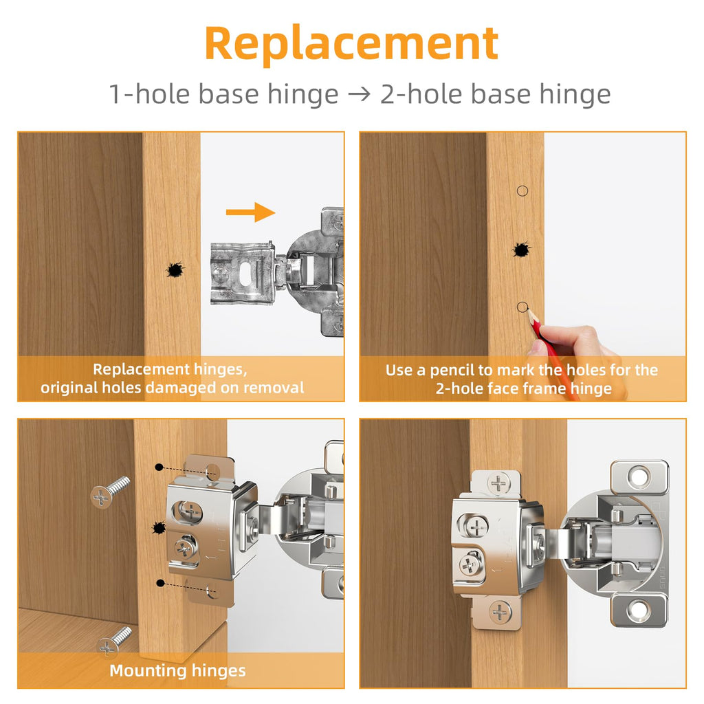 Chibery 2 Pack 1-1/4" Overlay 3D Soft Close Concealed Hinge, Face Frame Door, Small Angle Slow Close, Self Closing Hidden Satin Nickel, 105° Concealed Stainless Steel Hinges for Kitchen Cabinet Door