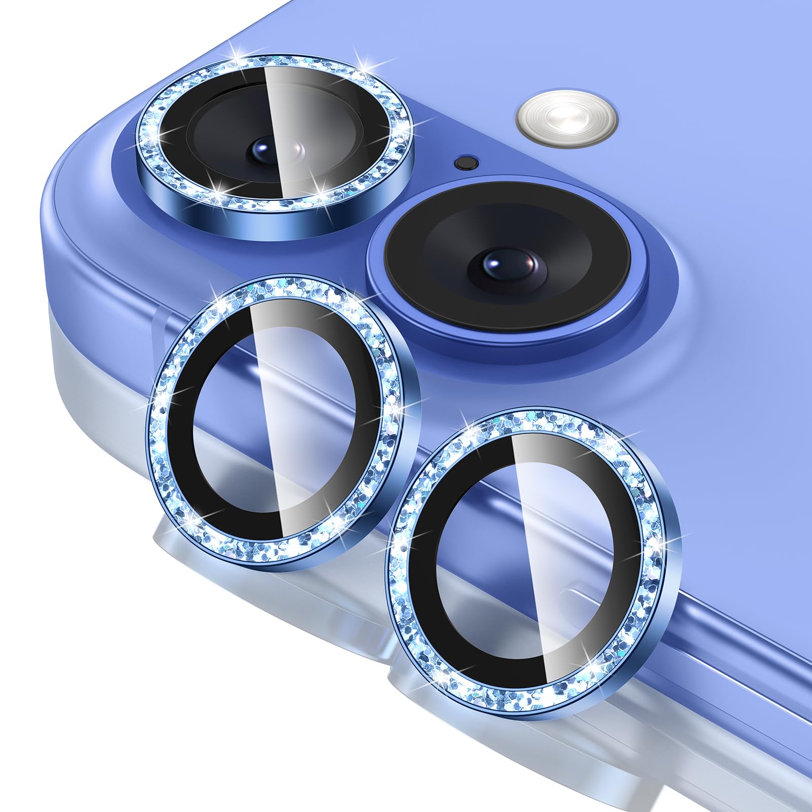 Tensea for iPhone 13 mini/iPhone 13 Camera Lens Protector, 9H Tempered Glass Camera Cover Screen Protector Metal Individual Ring for iPhone 13mini 5.4 inch /13 6.1 inch
