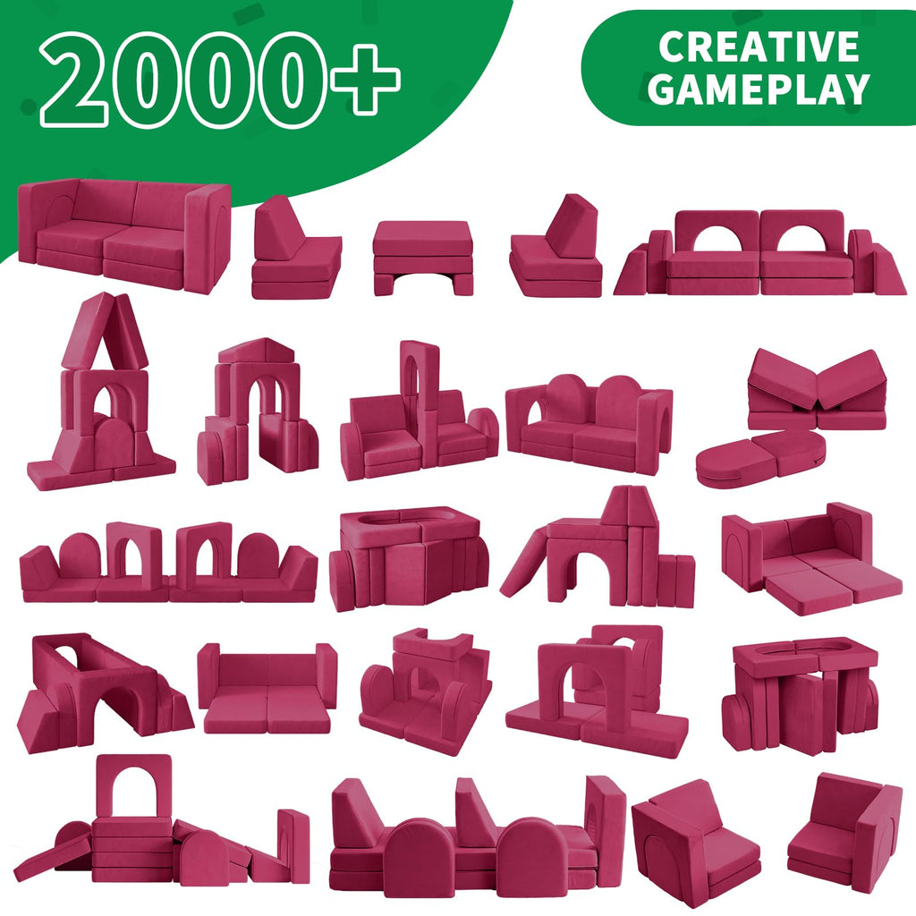 wanan Kids Couch 10PCS, Modular Kids Play Couch for Playroom Bedroom, 10 in 1 Multifunctional Kid Sofa for Playing, Creativing, Sleeping, Indoor Toddler Couches for Boys and Girls(Dark Grey)