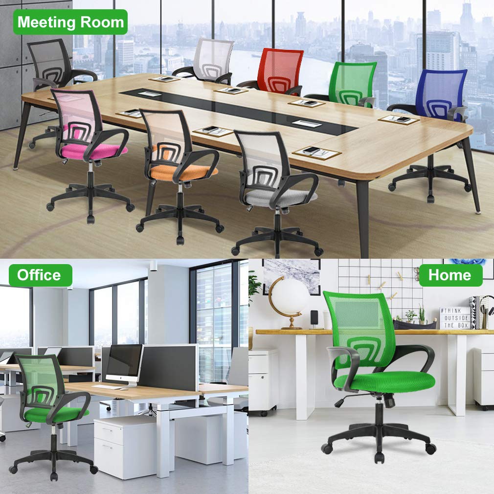 BestOffice Home Office Chair Ergonomic Desk Chair Mesh Computer Chair with Lumbar Support Armrest Executive Rolling Swivel Adjustable Mid Back Task Chair for Women Adults, Black (Black)