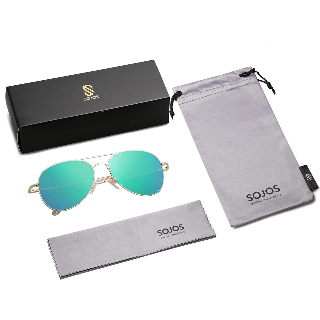 SOJOS Classic Aviator Sunglasses for Women Men Metal Frame Spring Hinges SJ1030