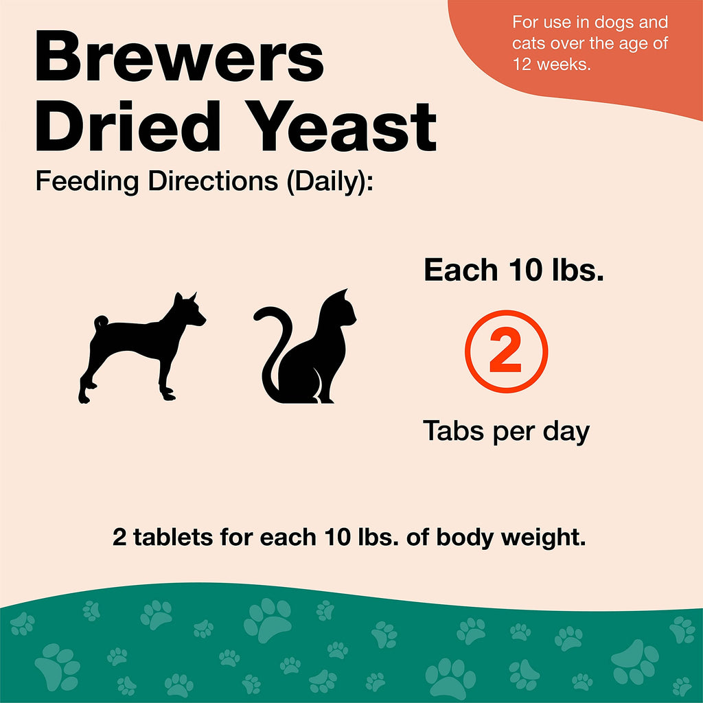 NaturVet – Brewer’s Dried Yeast Formula with Garlic Flavoring – Plus Omegas | Rich in Omega-3, 6 & 9 Fatty Acids | Fortified with B1, B2, Niacin & Vitamin C | For Dogs & Cats | 5000 Chewable Tablets