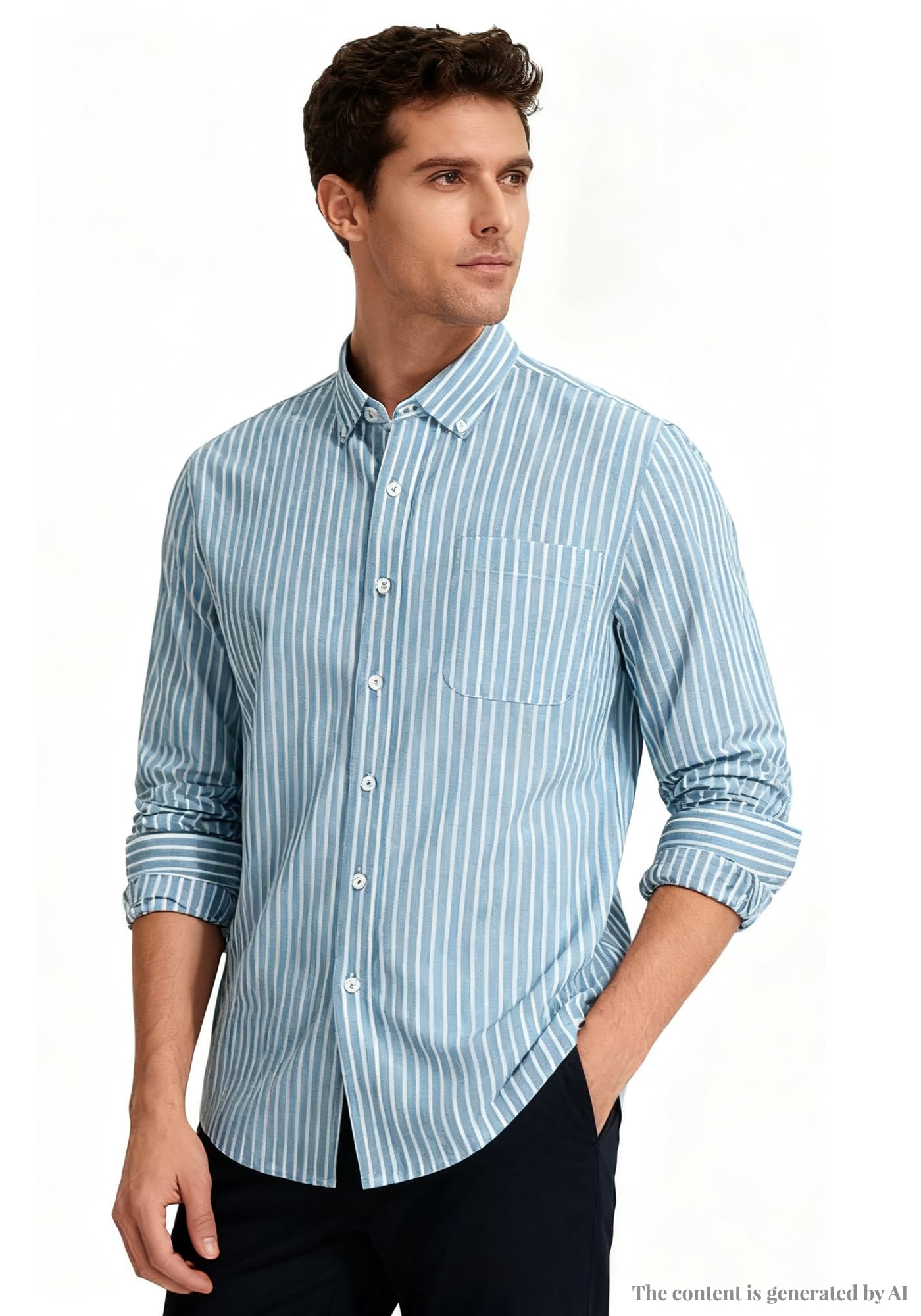Cromoncent Mens Cotton Oxford Shirt Long Sleeve Button Down Dress Shirts with Pocket