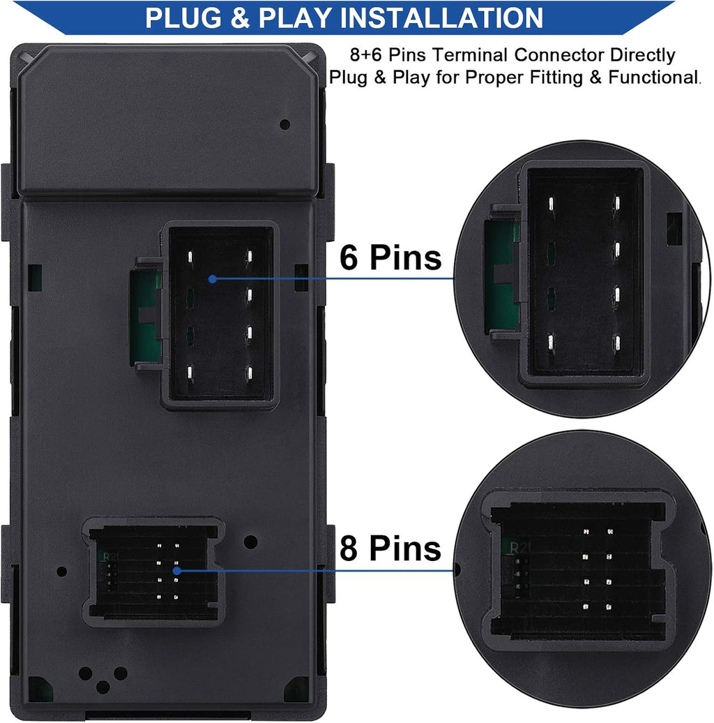 Obaee Driver Side Power Master Window Switch, Compatible with Chevy Silverado/Chevrolet Traverse/HHR/2007-2013 GMC Sierra/Yukon/Buick Enclave Replace OE 20945129 25789692
