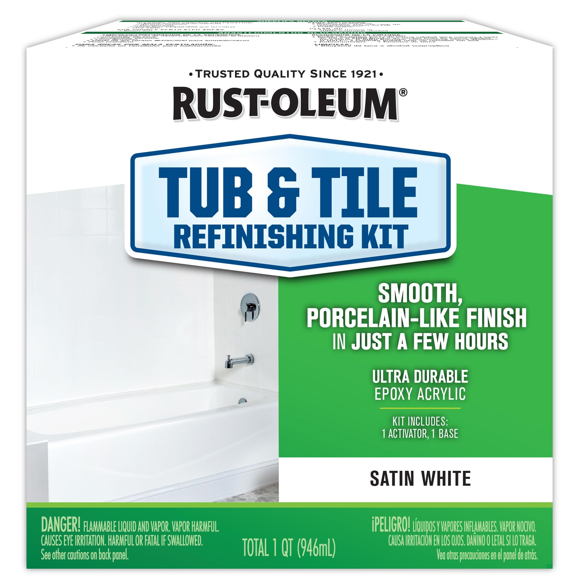 Rust-Oleum 384166 Tub And Tile Refinishing 2-Part Kit, Gloss Coastal Fog