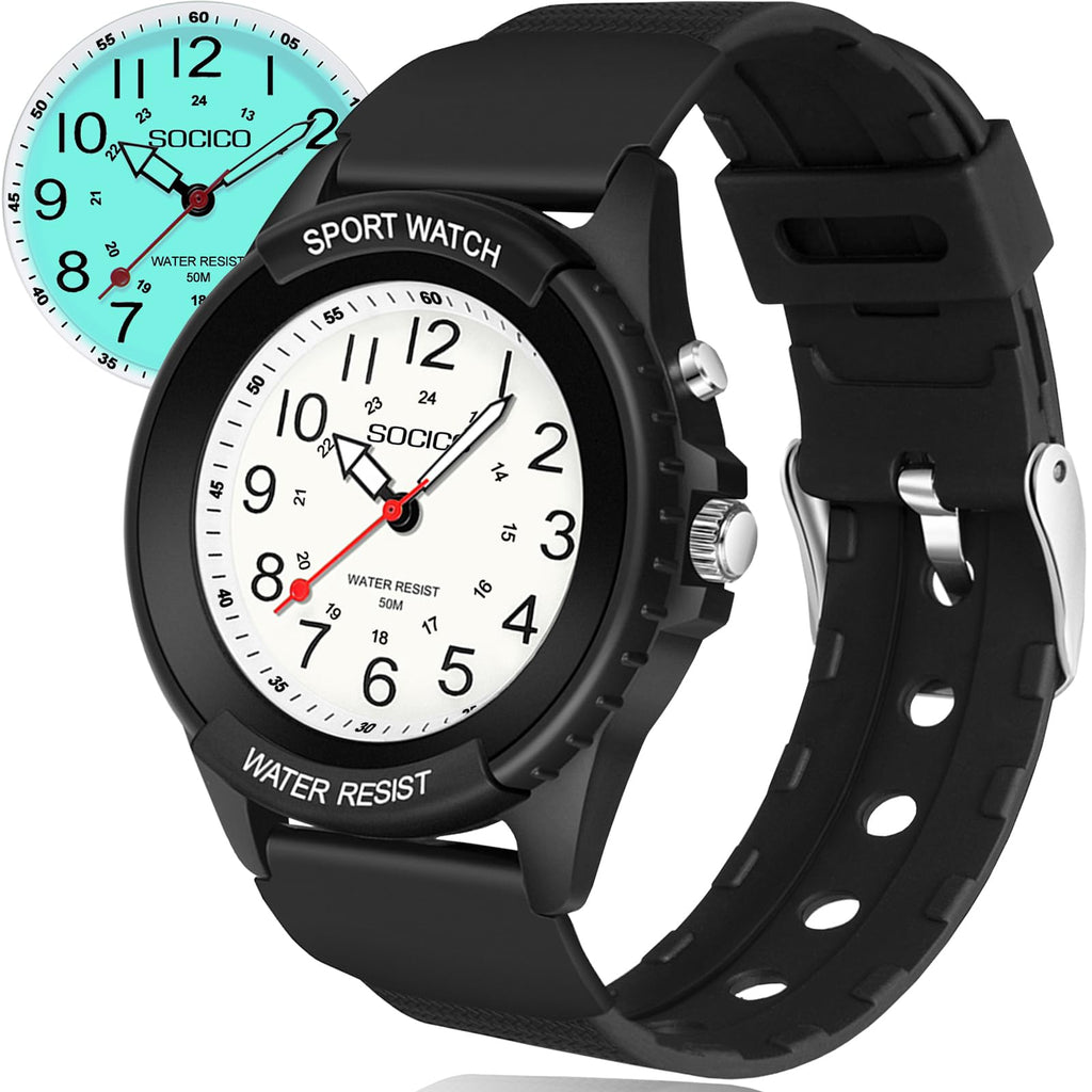 PROKING Waterproof Nurse Watch for Medical Professionals Students Women Men, Night Light, 12/24 Hour Military Time Easy to Read Dial, Second Hand Watch for Nursing Day Gifts