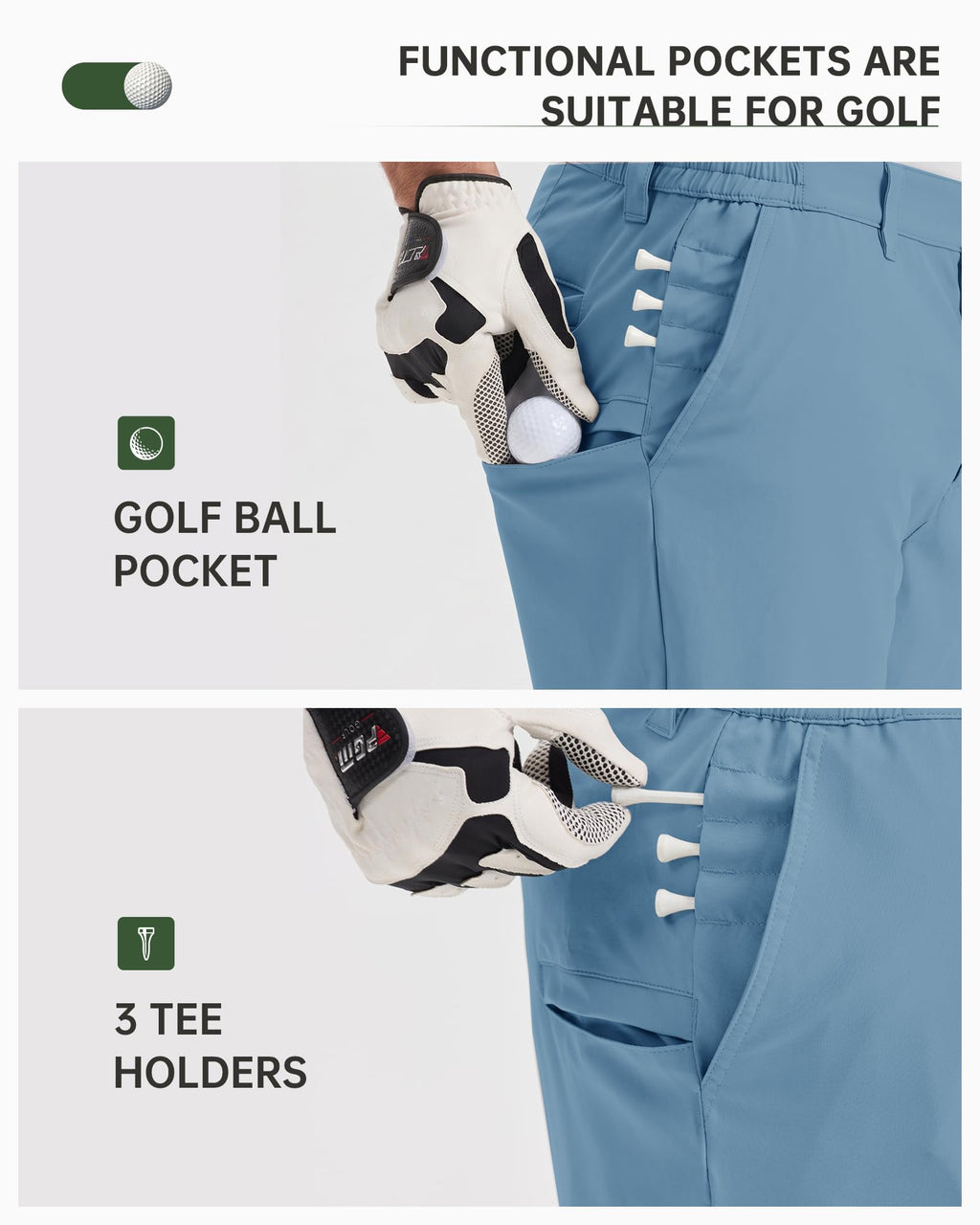 33,000ft Men's Golf Shorts 9" Dry Fit Stretch Golf Short UPF 50+ Lightweight Flat Front Golf Shorts with Pockets
