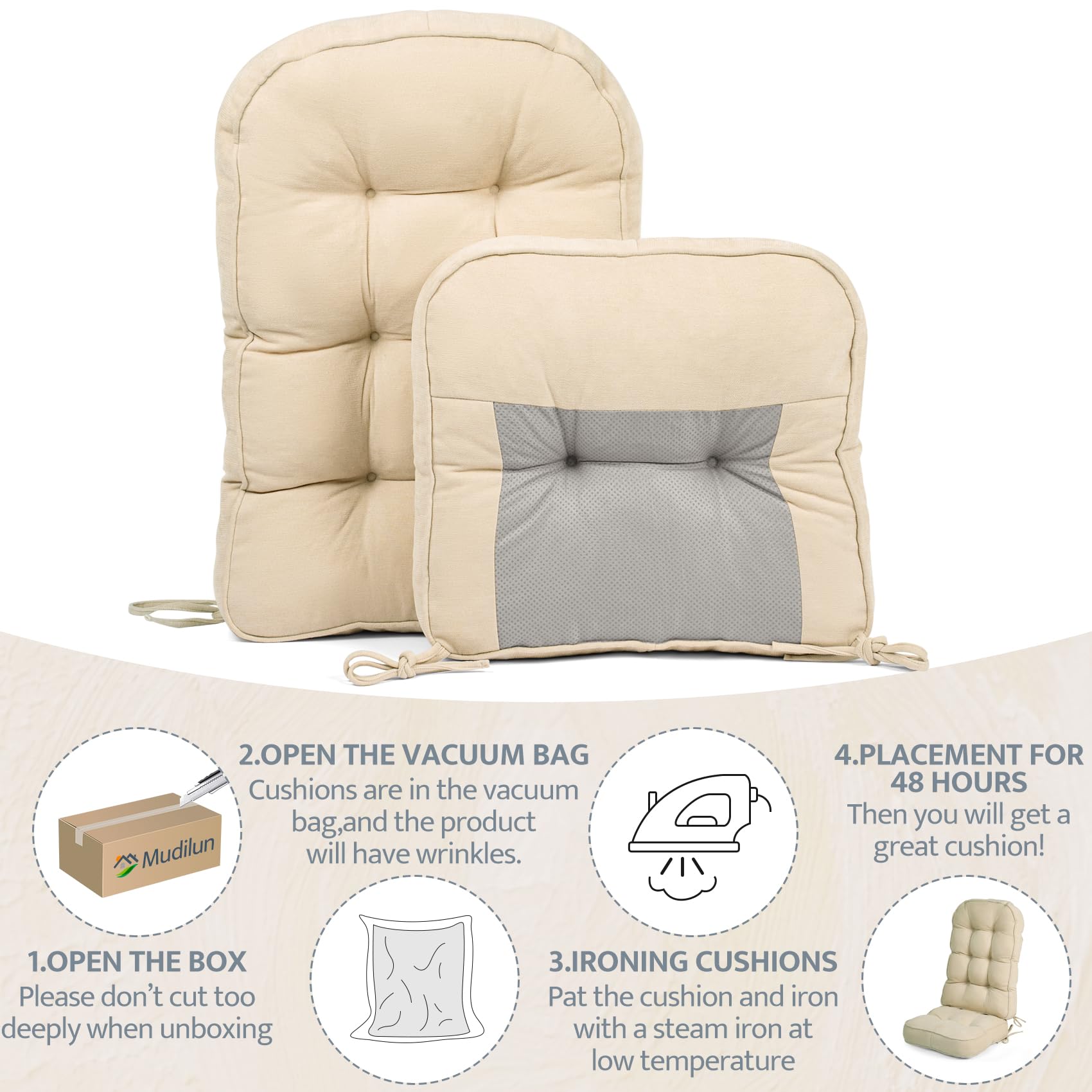 mudilun Rocking Chair Cushion - Non-Slip Tufted 4-Inch Thickened Rocking Chair Cushions with Ties Indoor/Outdoor Wooden Rocking Chair Pad for Living Rooms, Bedrooms, and Balconies