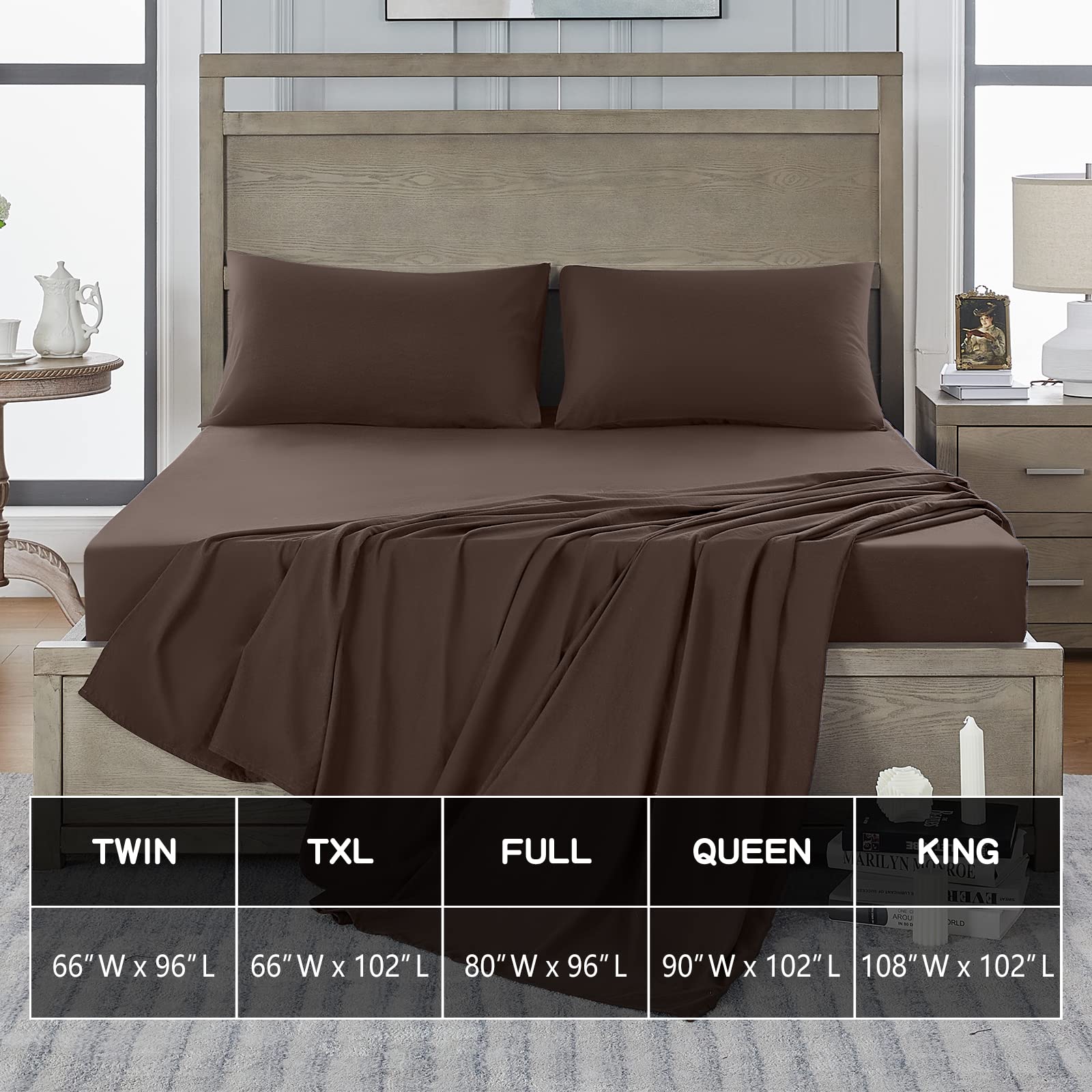 FreshCulture Twin XL Flat Sheet - Hotel Quality Twin XL Flat Sheet Only - Brushed Microfiber Top Sheet - Ultra Soft & Breathable - Wrinkle-Free - Easy Care - Single Flat Sheet (Twin XL, Beige)