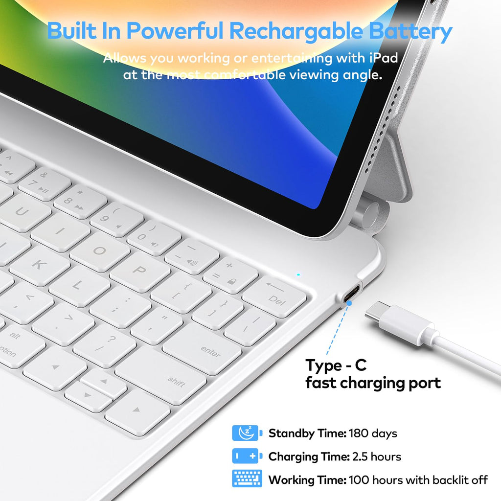 runelk Keyboard Case for iPad 10th Generation 2022 & 11th (A16, 2025) – Magic-Style Keyboard with Multi-Touch Trackpad – Floating Cantilever Stand – Magnetic Case for iPad 10.9 inch 10th / 11th Gen.