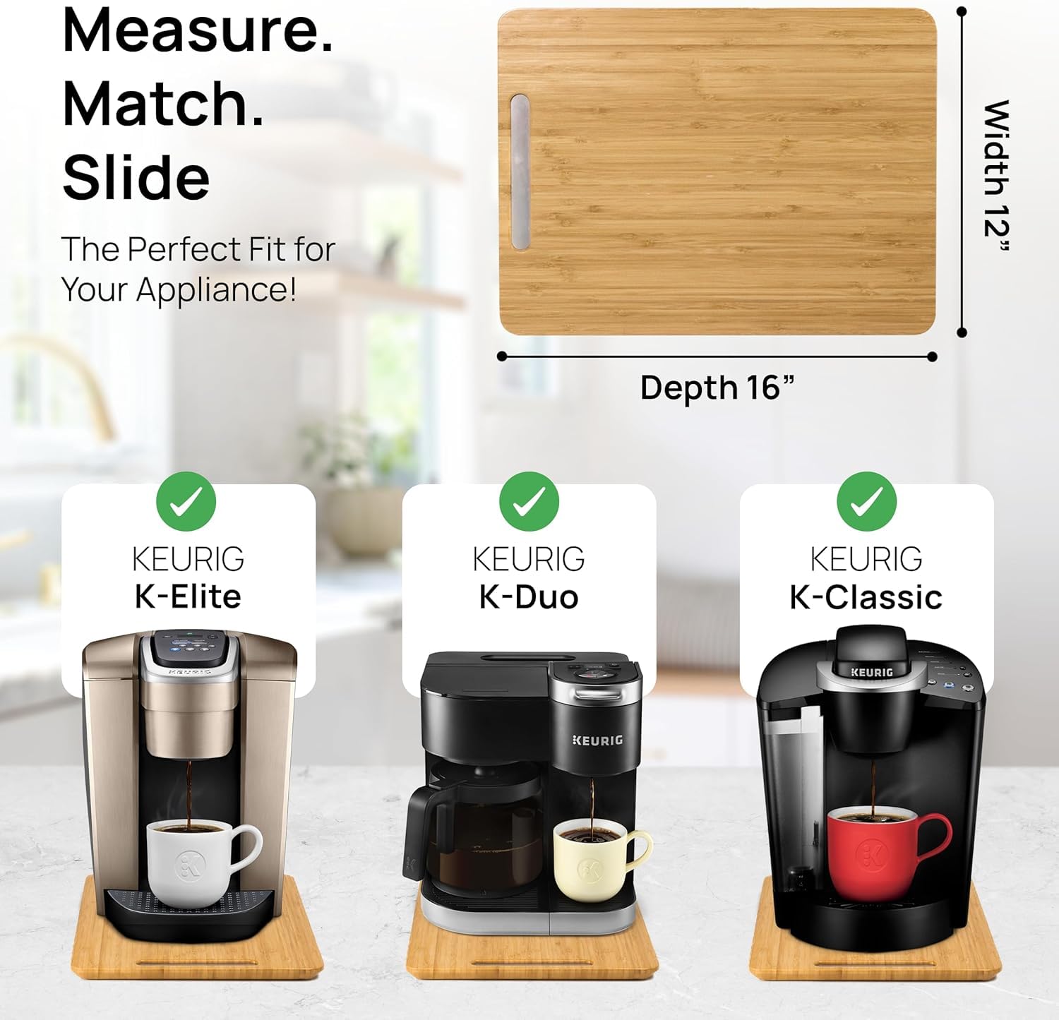 Ibyx Premium Bamboo Mixer Slider for KitchenAid 4.5-5 Qt Tilt-Head Stand Mixer - Food-Grade Appliance Slider Mat for Kitchen Countertop Storage Accessories (Black)