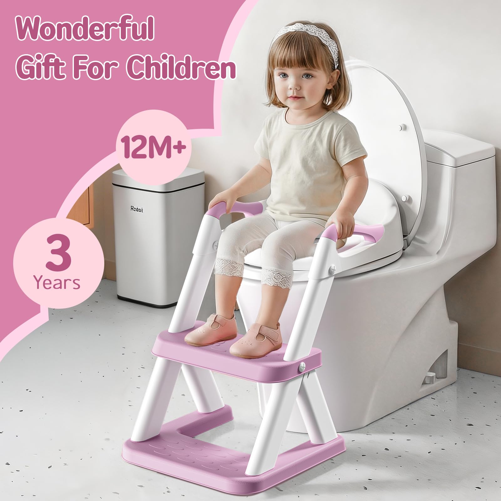 Potty Training Seat, Upgrade Toddler Toilet Seat for Kids Boys Girls, 2 in 1 Potty Training Toilet, Splash Guard Anti-Slip Pad Step Stool(Blue)