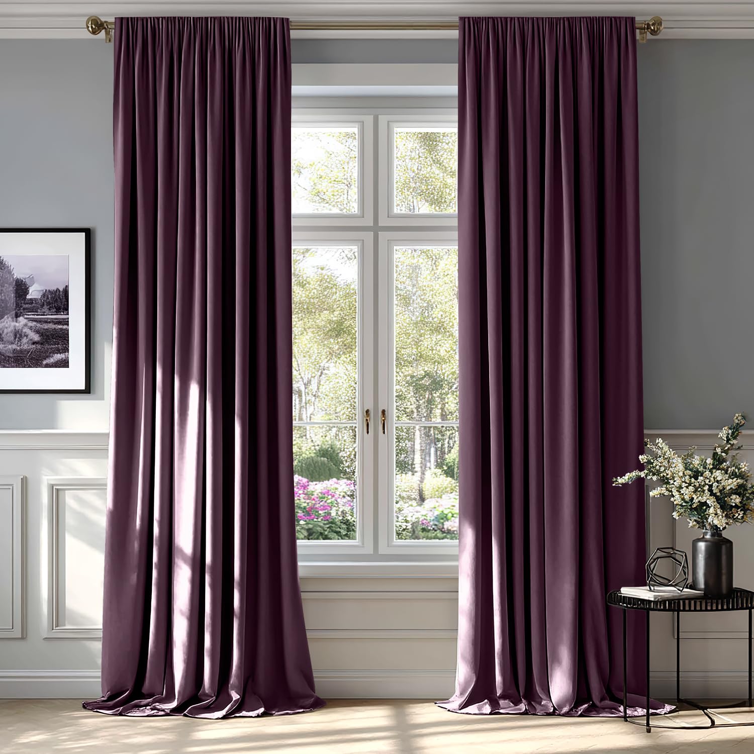 MIULEE Black Velvet Curtains Thermal Insulated Blackout Halloween Curtain Drapes for Bedroom Living Room Darkening 63 Inches Long Curtains Panels Rod Pocket Set of 2
