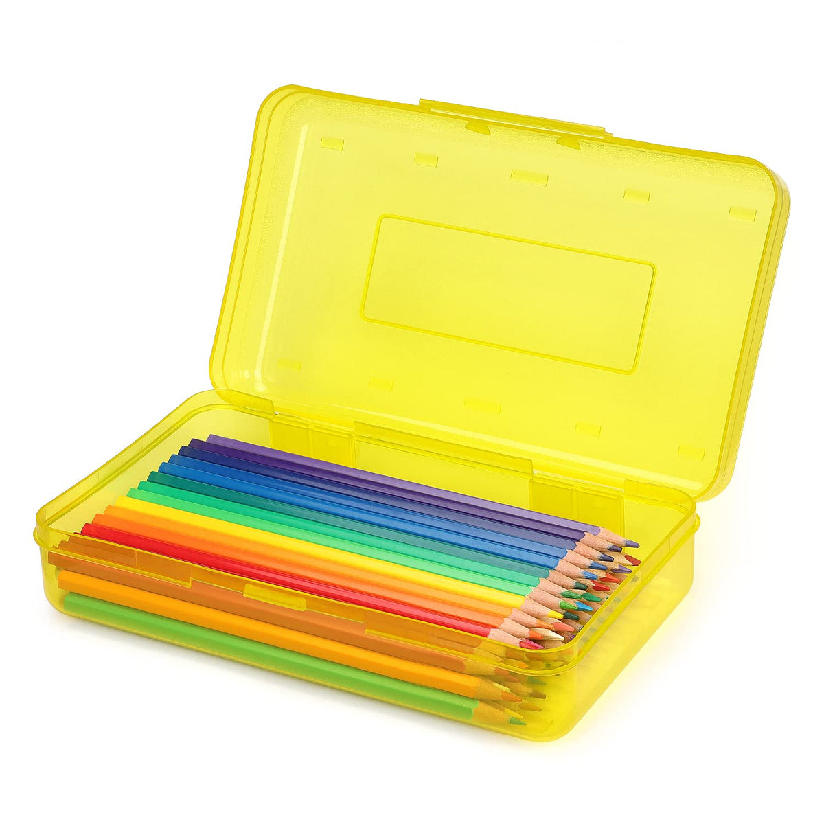 Tamaki 1 Pack Plastic Pencil Box Large Capacity Pencil Boxes Clear Boxes with Snap-tight Lid Stackable Design and Stylish Office Supplies Storage Organizer Box, Black