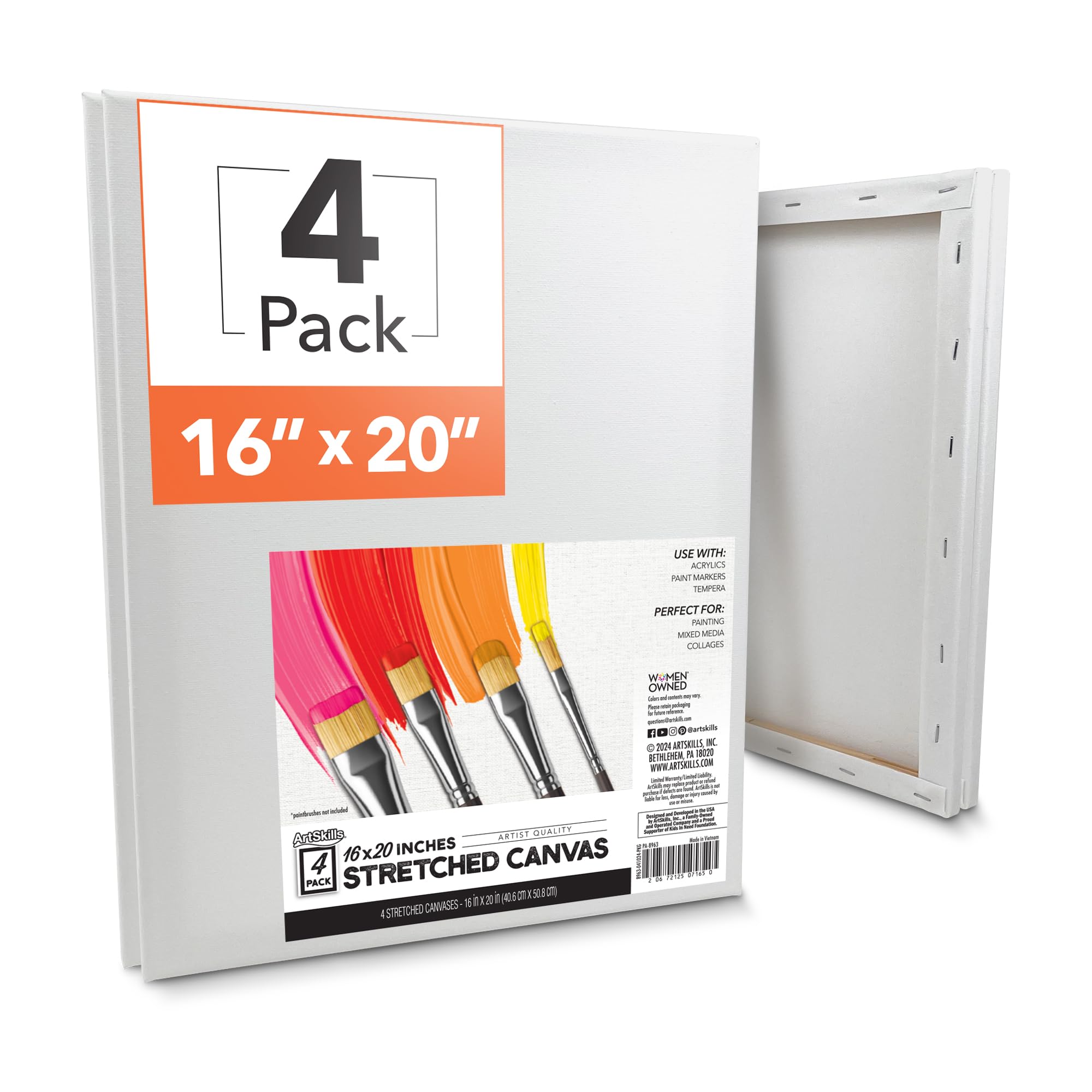ArtSkills Stretched Canvases for Painting, 5x7 Canvas Painting Supplies for Artists, Blank Canvas Pack, 2-Pack