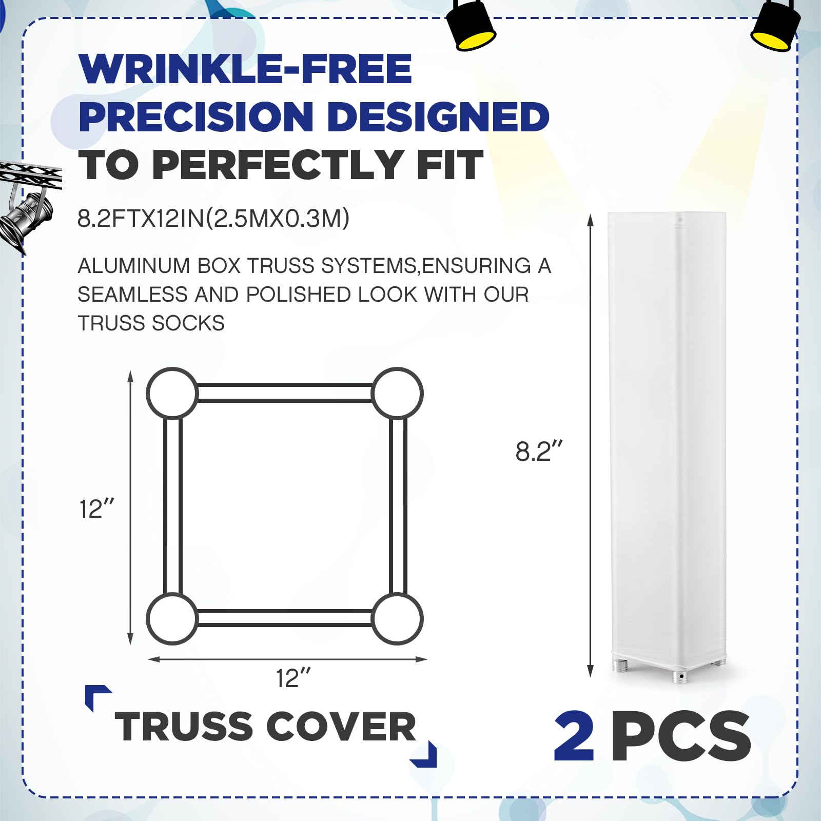 Hahafelt 2 Pcs Black Truss Cover Fits 4.92 ft x 12 in Box Truss Scrim Elastic Fabric Seamless Integration Easy Installation Pull over Sleeves