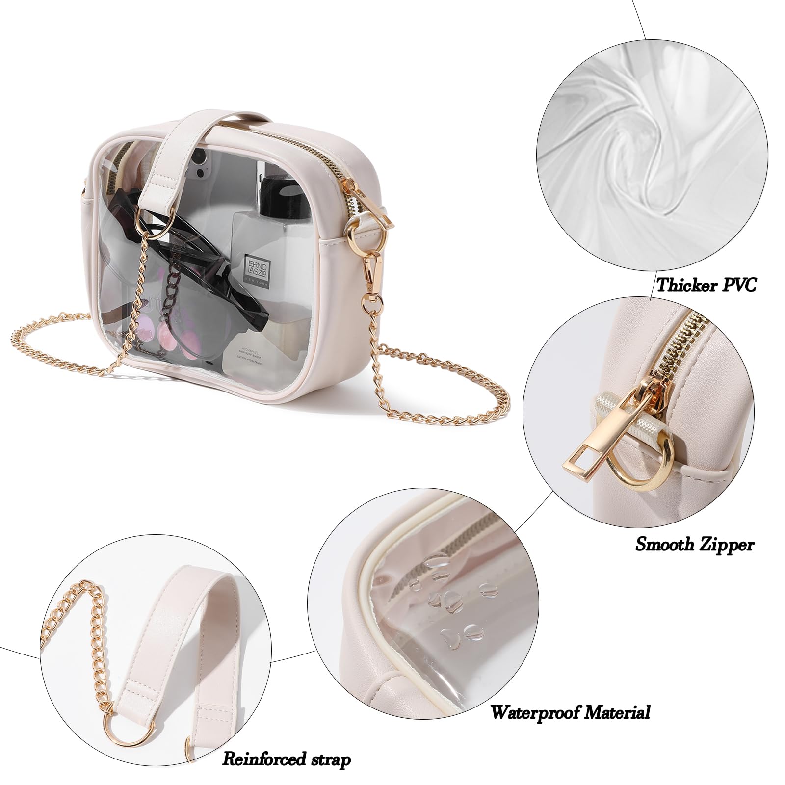 TOBVZOO Clear Bag Stadium Approved, Crossbody Transparent Bag for Concerts Sports Events, Purses for Men & Women
