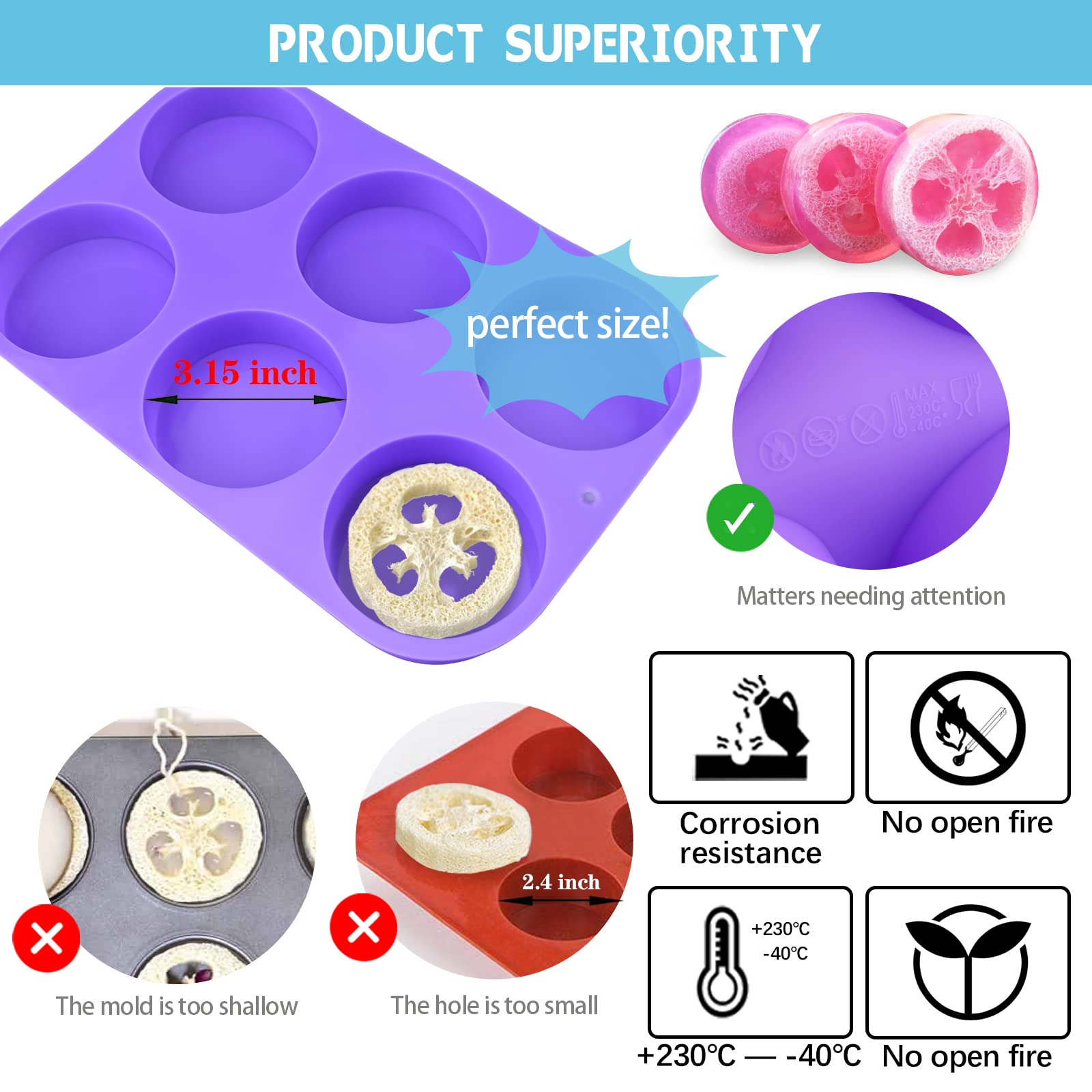 Sakolla 2 Pack Insect Silicone Soap Molds, 6-Cavity Dragonfly Butterfly Ladybug Shape Silicone Molds for Soap Making, DIY Baking Mold for Lotion Bars, Chocolate, Candy, Muffin, Biscuit, Cookie Pans