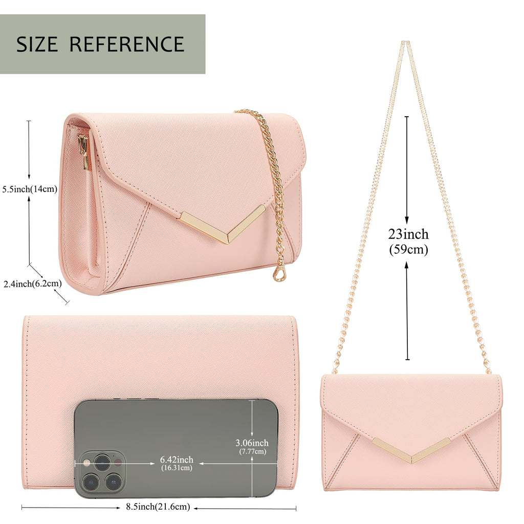 DEXMAY Women Envelope Clutch Faux Saffiano Leather Evening Handbag Foldover Clutch Bag Formal Dressy Purse