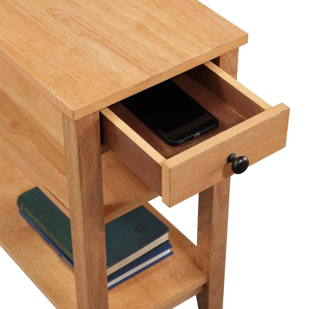 Convenience Concepts American Heritage Chairside End Table with Drawer 23.5" - Classic Living Room Table with Storage Shelf, Bedroom Nightstand, Black
