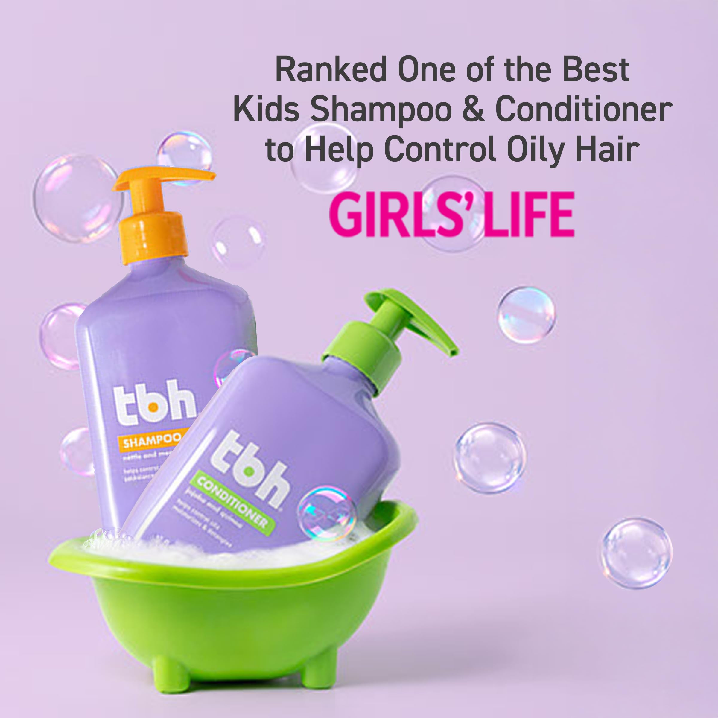 TBH Kids & Teen Shampoo and Conditioner Set – Sulfate & Paraben Free, Lightweight & Hydrating Hair Care for All Hair Types – 2-Pack, 12 oz Each