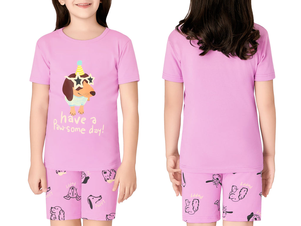 Topgal Little & Big Girls Cotton Knit Pajama 3-Piece Shorts Pants Summer PJ Set Size 4-14