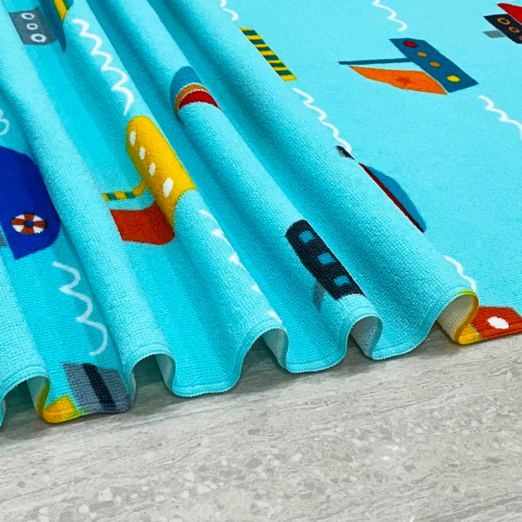 Kids Beach Towel Velour Terry Blanket Throw 100% Cotton Super Soft Absorbent 25.5X51 inches for Bath Swimming Sports Camping Holiday Picnic, Bus Coconut Parasol Lounge Audio Player.