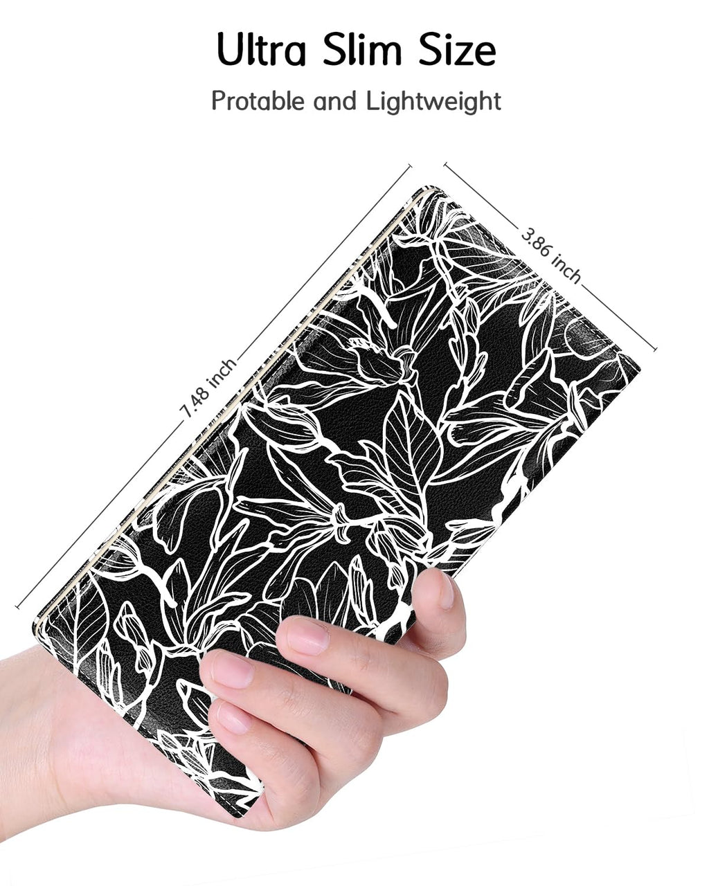 Nipichsha Womens Wallet, RFID Slim Wallets for Women, Thin Ladies Credit Card Holder Purse, Cute Leather Bifold Clutch Billfold with 11 Card Slots & ID Window, Abstract Boho Leaf