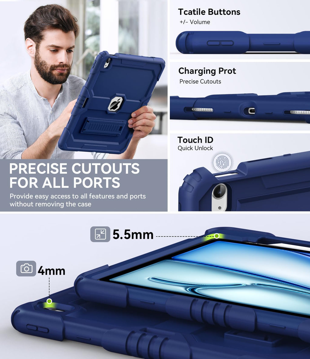 OKP Case for iPad 9th/ 8th/ 7th Generation (2021/2020/2019), Heavy Duty 10.2 inch iPad Shockproof Rugged Protective Cover with Built-in Stand, Hard iPad 9 8 7 Gen Cases for Kids Girls Boys, Black