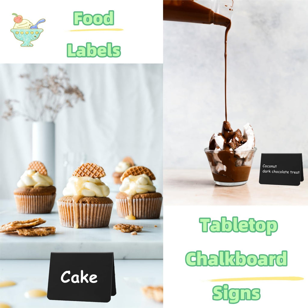 20PCS Mini Chalkboard Signs for Food, Reusable and Reserved Table Signs, Food Labels for Party Buffet, Easy to Write and Wipe Out, Catering Supplies Buffet Display, Place Cards