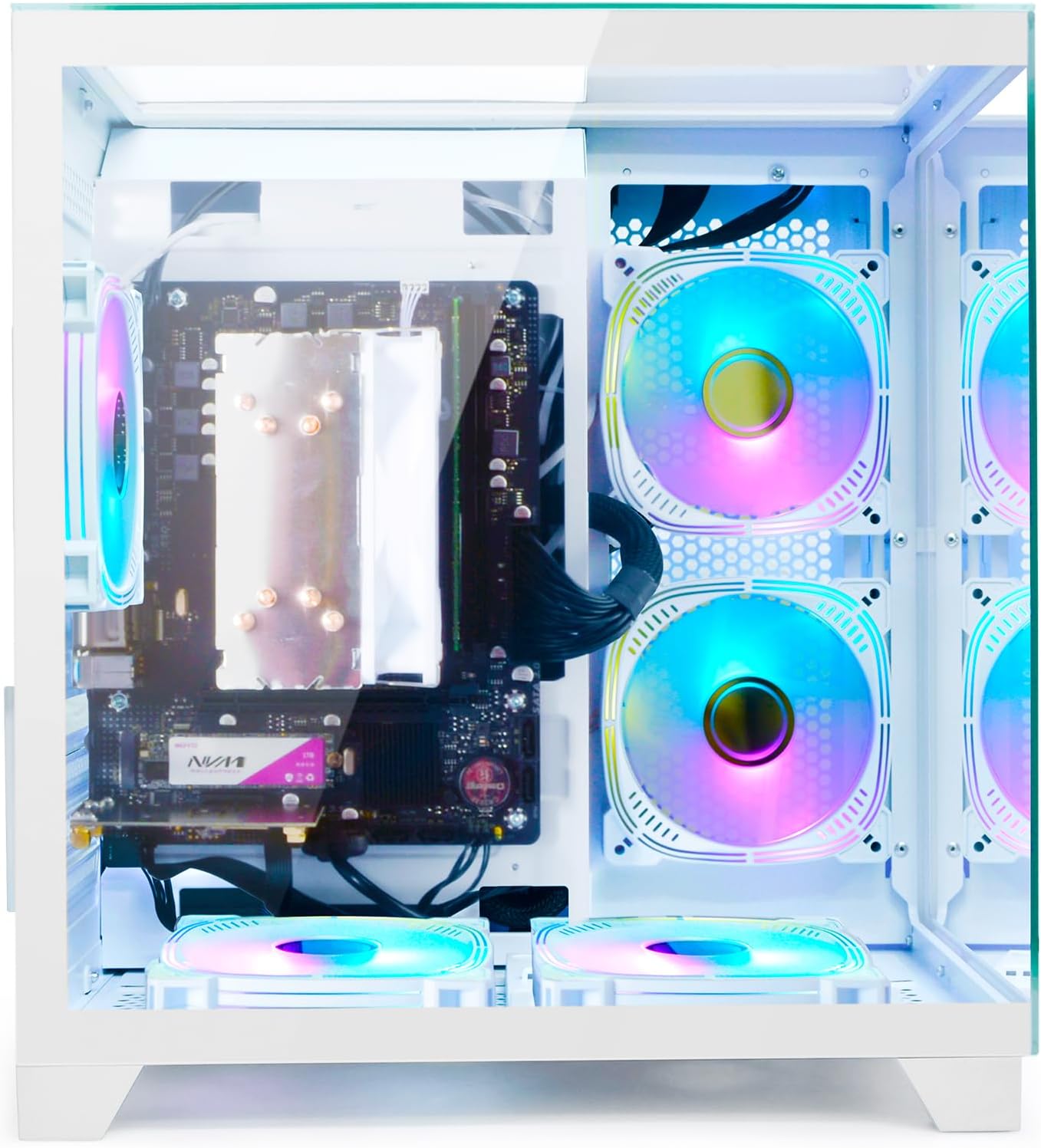 LXZ Desktop PC Computer AMD Ryzen 5 5600G 6 core 3.9GHz, 16G DDR4 RAM, 512G NVME SSD, Tower Computer for Gaming, Home and Office (White)