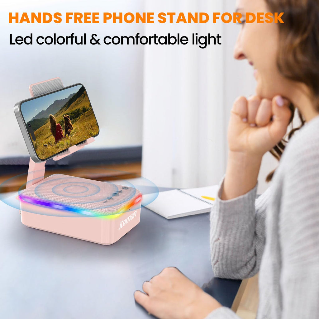 JTEMAN Gifts for Men Women,Cell Phone Stand with Bluetooth Speaker,LED Light,and Lanyard,Cool Tech Gadgets,Unique Birthday Gifts for Men Husband Mom Dad