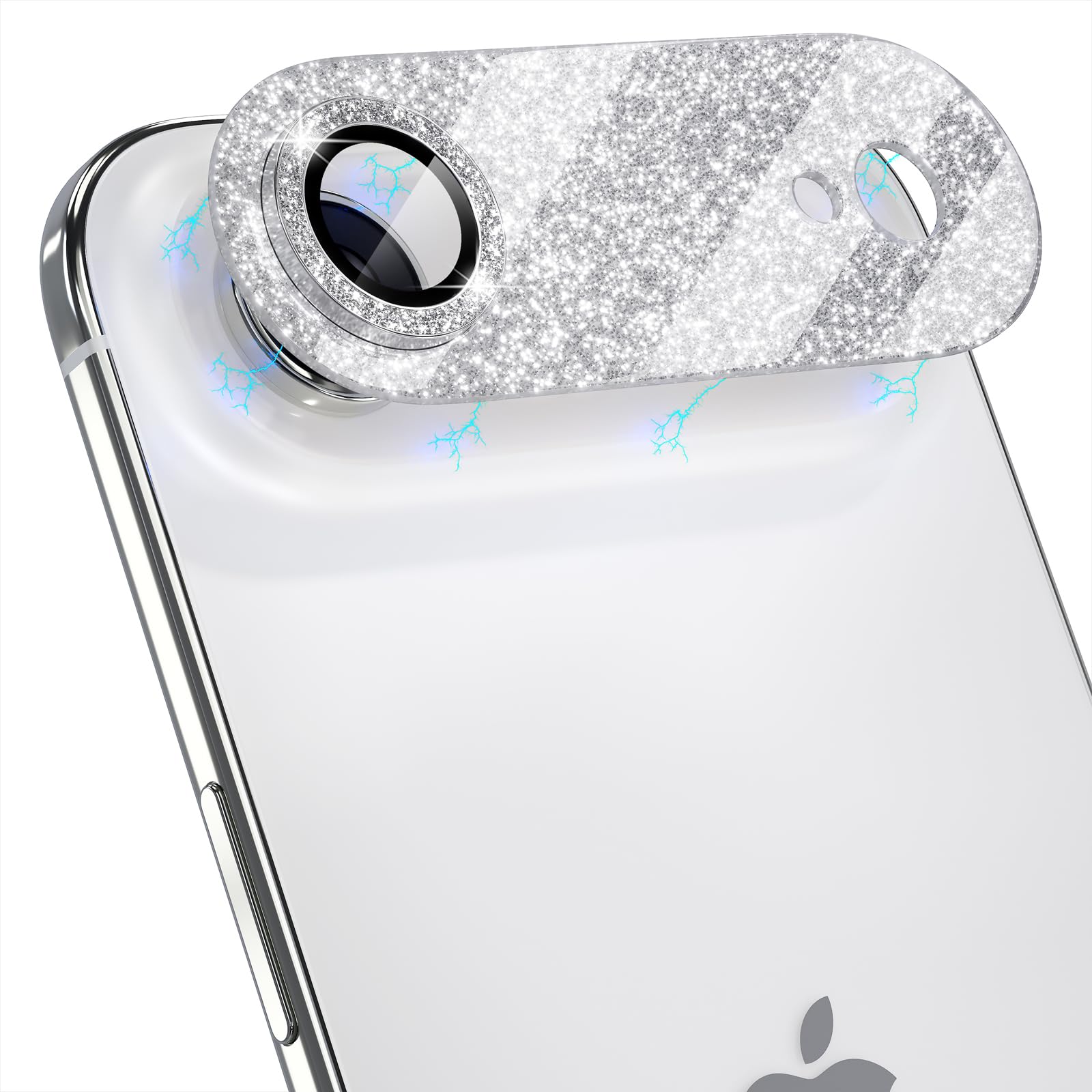 Choiche Compatible for iPhone 16 Pro/iPhone 16 Pro Max Camera Lens Protector, Bling Camera Cover with 9H Tempered Glass Lens Screen Protector Metal Ring Decoration Accessories(Black)