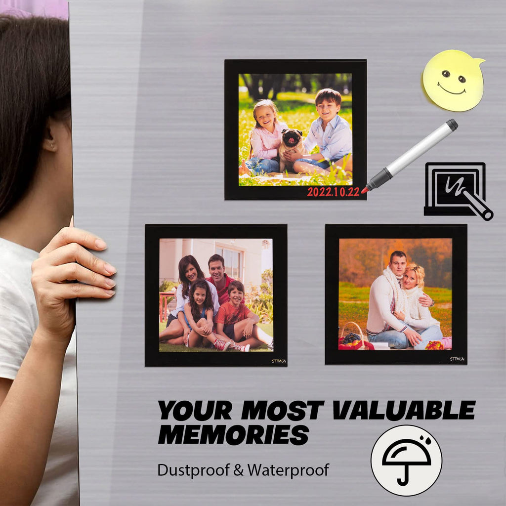 STTMGN Magnetic Picture Frames with Black Border(2.5"X3.5",12 Pack),Mini Wallet Size Magnet Photo Sleeves Pockets/Holder,Decorations for Home/Office/School/Classroom/Party