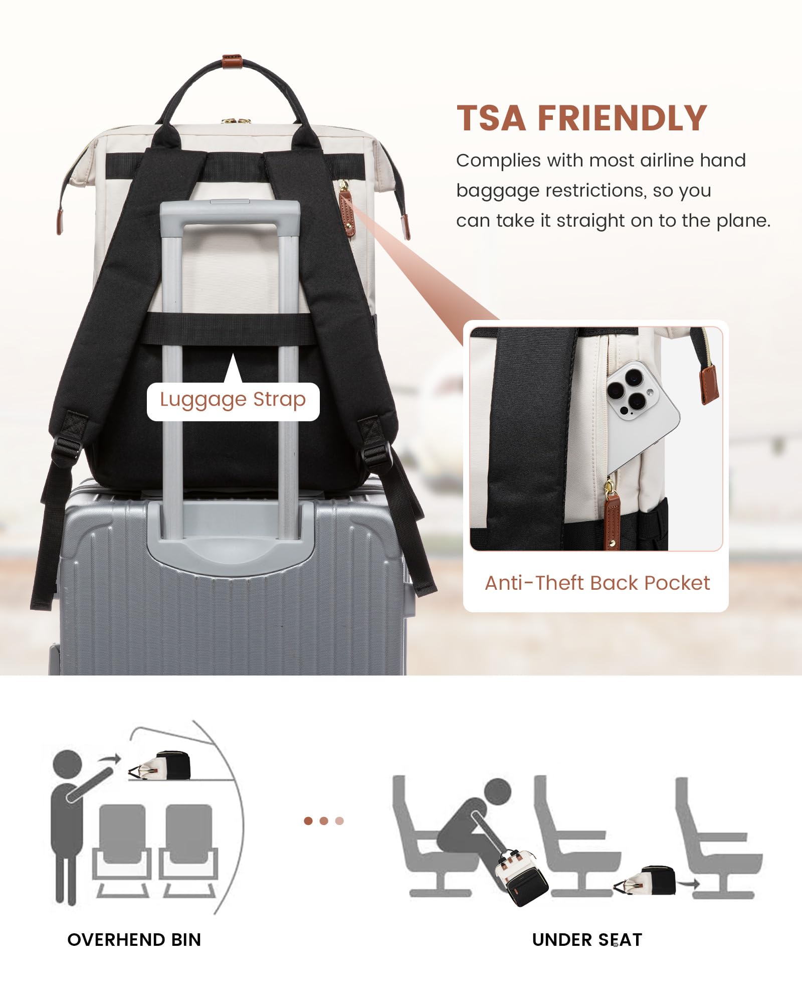 LOVEVOOK Laptop Backpack for Women, 15.6 inch Waterproof Nurse Bag Teacher Work Backpack Purse for Women, Travel Computer Backpack for College Office Business Ladies