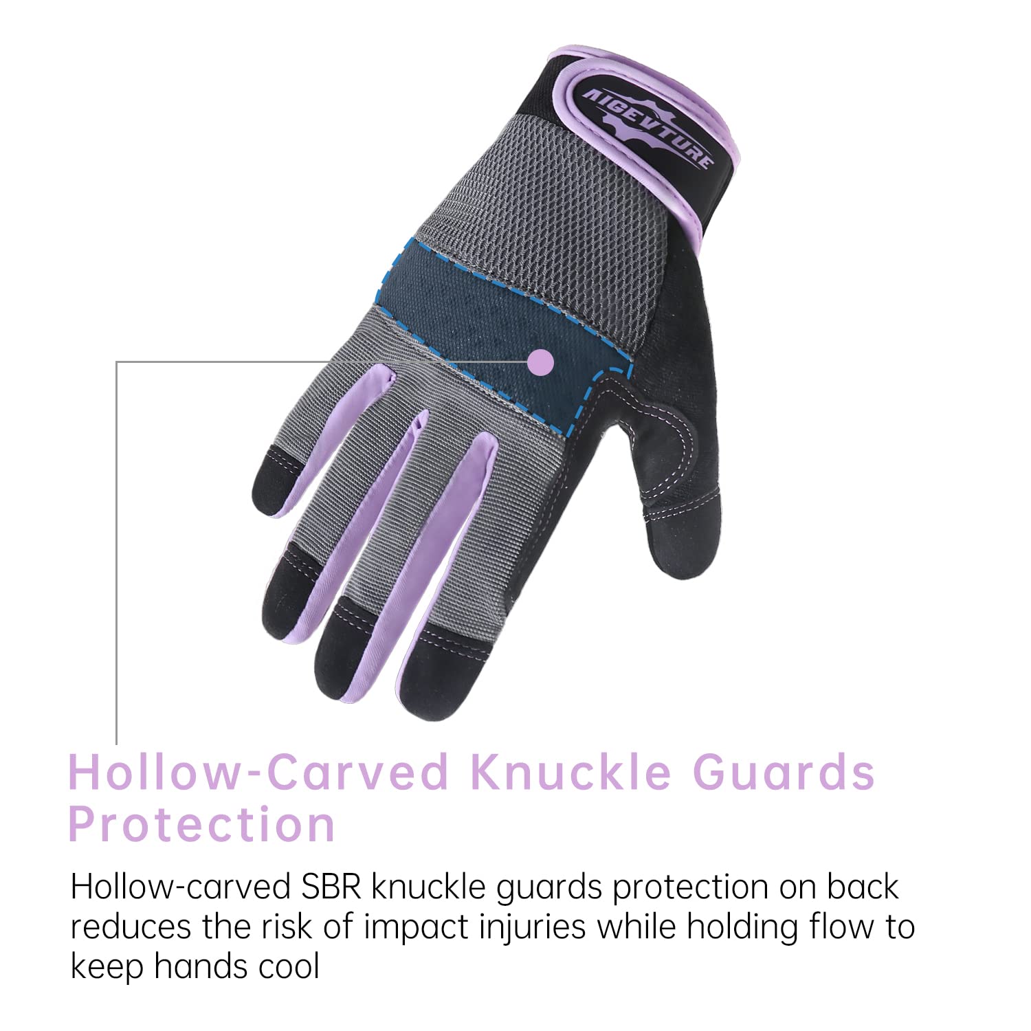 AIGEVTURE Safety Work Gloves Mens & Women, Light Duty Mechanic Gloves Touch Screen, Gardening Work Gloves with Grip,High Dexterity