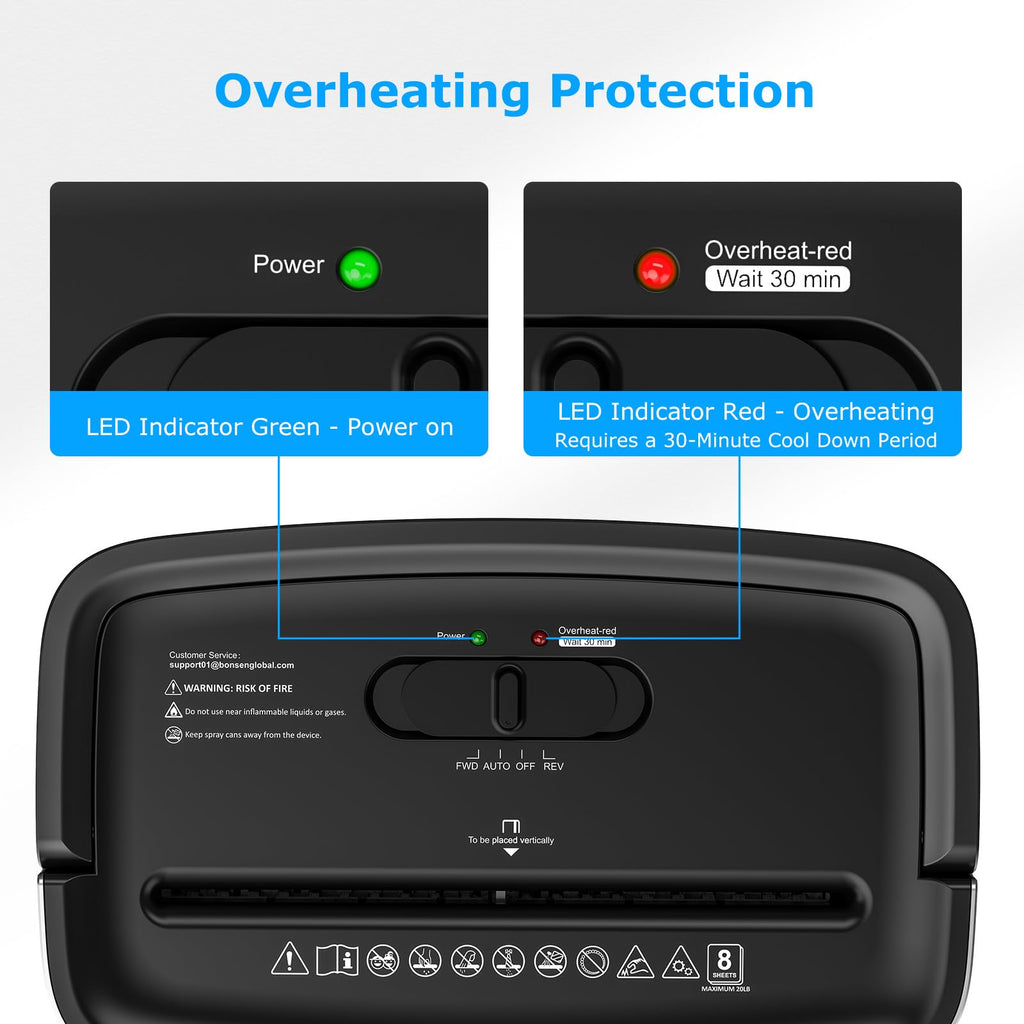 BONSEN Shredder for Home Office, 4 Gallons 8-Sheet Cross Cut Credit Card Shredder, Small Paper Shredder for Home Use, High Security Level P-4, ETL Certification (S3101)
