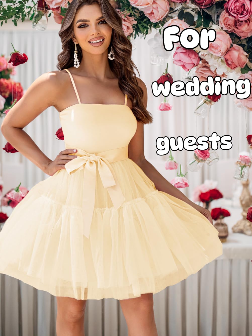 Kaei&Shi Poofy Short Tulle Dress,Spaghetti Strap Semi Formal Dresses for Women,Elegant Birthday Outfit Homecoming Cocktail