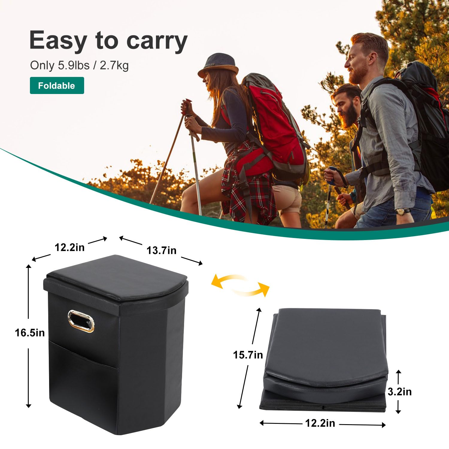 Ann Katy Upgrade XL Portable Toilet for Adults, Extra Large Portable Travel Floding Toilet, Camping Tall Toilets with Lid for Adults and Kids Compact Potty for Car,Hiking,Beach and Camping