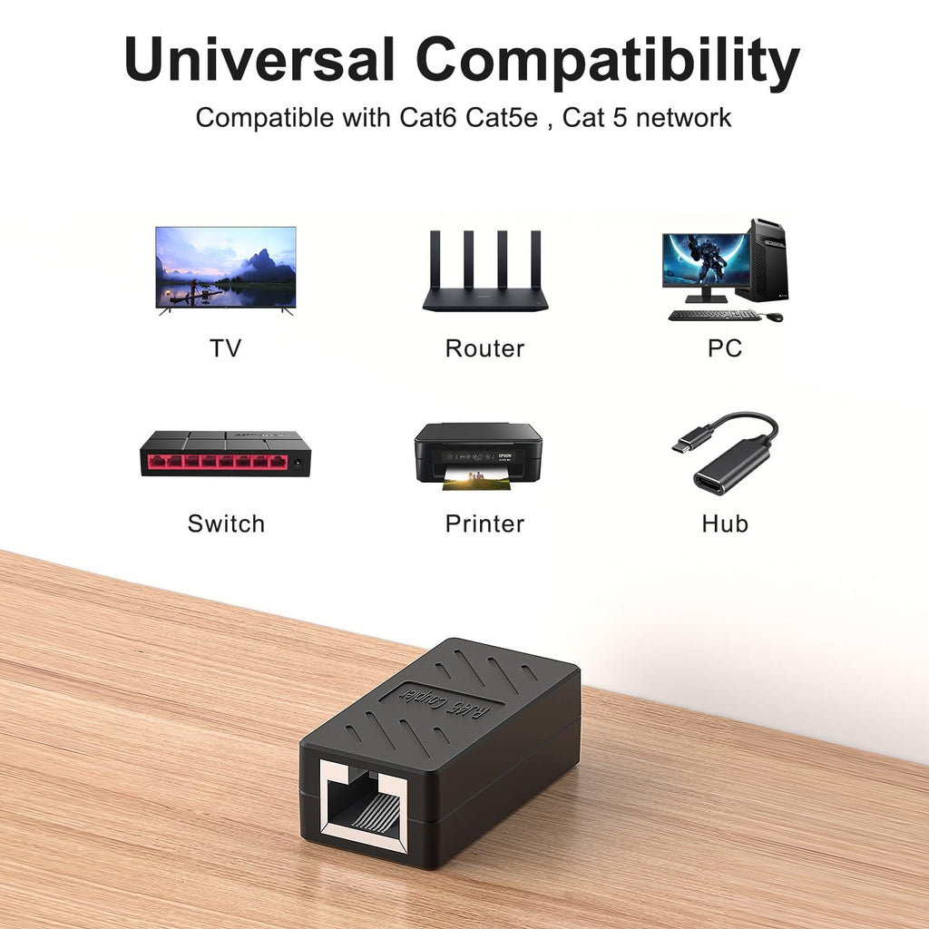 ZUZONG IP68 Waterproof RJ45 Coupler Splitter, Waterproof Ethernet Coupler 1 in 2 Out Splitter IP68 Ethernet Outdoor LAN Cable Connector for Cat5/Cat5e/Cat6/Cat7/Cat8 Ethernet Cable (1 Pair Female)